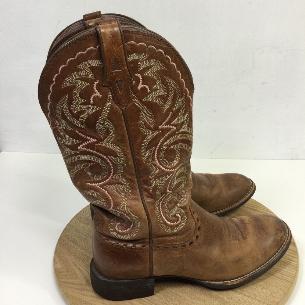 Ariat Womens Heritage Boots Leather Western Stitch Mid Calf Brown Size 7B - Picture 2 of 14